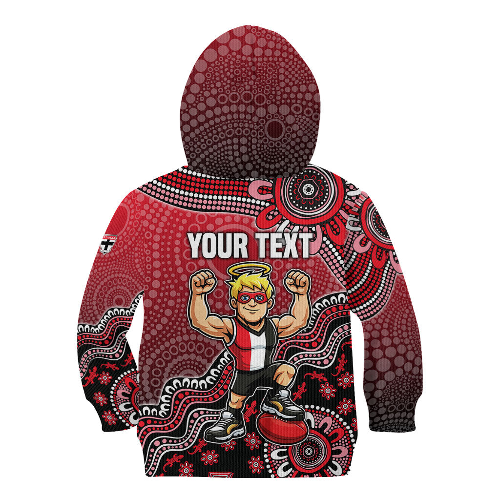 Personalized St Kilda Saints Football Mascot Kid Hoodie Aboriginal Dot Art Style Vibrant Indigenous Pattern Design