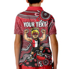 Personalized St Kilda Saints Football Mascot Kid Polo Shirt Aboriginal Dot Art Style Vibrant Indigenous Pattern Design