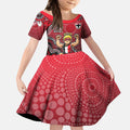 Personalized St Kilda Saints Football Mascot Kid Short Sleeve Dress Aboriginal Dot Art Style Vibrant Indigenous Pattern Design