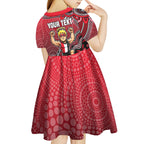 Personalized St Kilda Saints Football Mascot Kid Short Sleeve Dress Aboriginal Dot Art Style Vibrant Indigenous Pattern Design