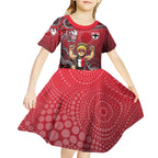 Personalized St Kilda Saints Football Mascot Kid Short Sleeve Dress Aboriginal Dot Art Style Vibrant Indigenous Pattern Design