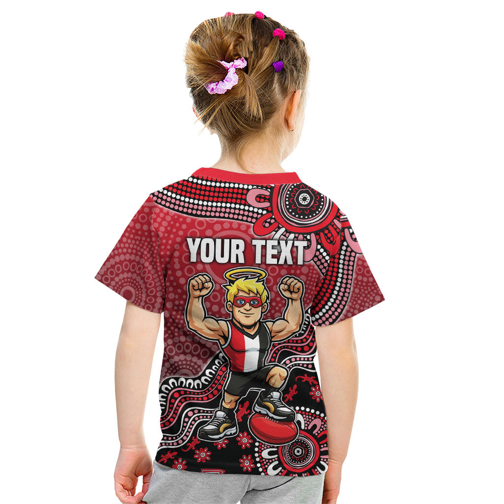 Personalized St Kilda Saints Football Mascot Kid T Shirt Aboriginal Dot Art Style Vibrant Indigenous Pattern Design