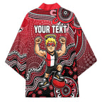 Personalized St Kilda Saints Football Mascot Kimono Aboriginal Dot Art Style Vibrant Indigenous Pattern Design