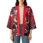 Personalized St Kilda Saints Football Mascot Kimono Aboriginal Dot Art Style Vibrant Indigenous Pattern Design