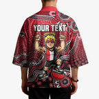 Personalized St Kilda Saints Football Mascot Kimono Aboriginal Dot Art Style Vibrant Indigenous Pattern Design