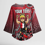 Personalized St Kilda Saints Football Mascot Kimono Sleeve Blouse Aboriginal Dot Art Style Vibrant Indigenous Pattern Design
