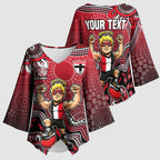 Personalized St Kilda Saints Football Mascot Kimono Sleeve Blouse Aboriginal Dot Art Style Vibrant Indigenous Pattern Design