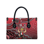 Personalized St Kilda Saints Football Mascot Leather Bag Aboriginal Dot Art Style Vibrant Indigenous Pattern Design