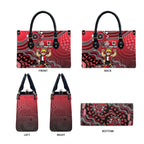 Personalized St Kilda Saints Football Mascot Leather Bag Aboriginal Dot Art Style Vibrant Indigenous Pattern Design