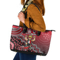 Personalized St Kilda Saints Football Mascot Leather Tote Bag Aboriginal Dot Art Style Vibrant Indigenous Pattern Design
