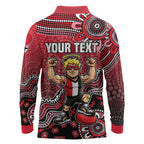 Personalized St Kilda Saints Football Mascot Long Sleeve Polo Shirt Aboriginal Dot Art Style Vibrant Indigenous Pattern Design