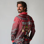 Personalized St Kilda Saints Football Mascot Long Sleeve Polo Shirt Aboriginal Dot Art Style Vibrant Indigenous Pattern Design