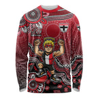 Personalized St Kilda Saints Football Mascot Long Sleeve Shirt Aboriginal Dot Art Style Vibrant Indigenous Pattern Design