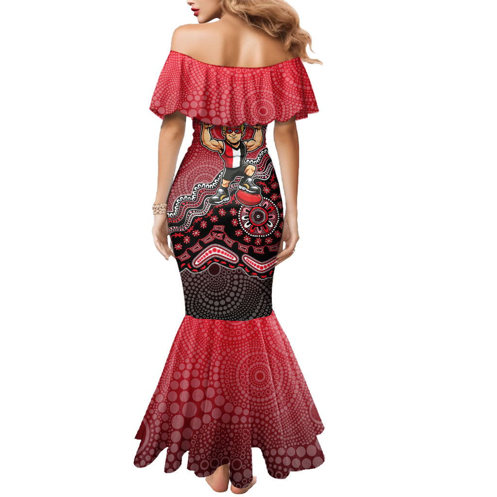 Personalized St Kilda Saints Football Mascot Mermaid Dress Aboriginal Dot Art Style Vibrant Indigenous Pattern Design