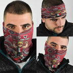 Personalized St Kilda Saints Football Mascot Neck Gaiter Aboriginal Dot Art Style Vibrant Indigenous Pattern Design