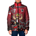 Personalized St Kilda Saints Football Mascot Padded Jacket Aboriginal Dot Art Style Vibrant Indigenous Pattern Design