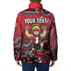 Personalized St Kilda Saints Football Mascot Padded Jacket Aboriginal Dot Art Style Vibrant Indigenous Pattern Design
