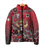 Personalized St Kilda Saints Football Mascot Padded Jacket Aboriginal Dot Art Style Vibrant Indigenous Pattern Design
