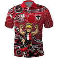 Personalized St Kilda Saints Football Mascot Polo Shirt Aboriginal Dot Art Style Vibrant Indigenous Pattern Design
