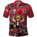 Personalized St Kilda Saints Football Mascot Polo Shirt Aboriginal Dot Art Style Vibrant Indigenous Pattern Design