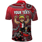 Personalized St Kilda Saints Football Mascot Polo Shirt Aboriginal Dot Art Style Vibrant Indigenous Pattern Design