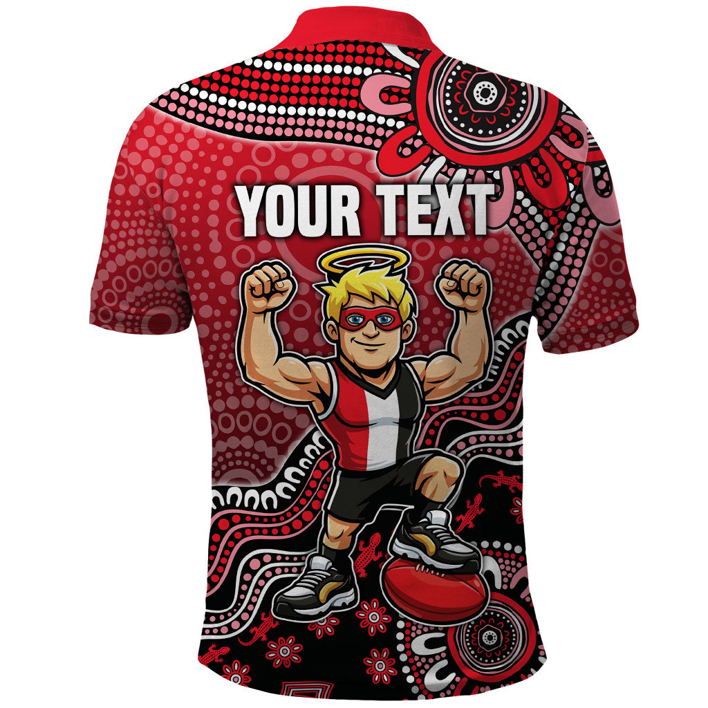 Personalized St Kilda Saints Football Mascot Polo Shirt Aboriginal Dot Art Style Vibrant Indigenous Pattern Design