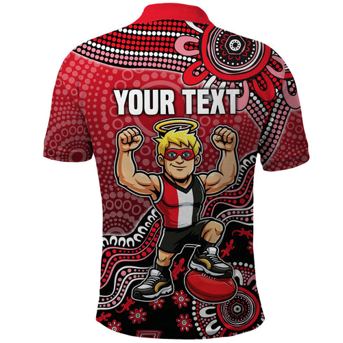 Personalized St Kilda Saints Football Mascot Polo Shirt Aboriginal Dot Art Style Vibrant Indigenous Pattern Design