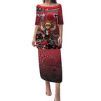 Personalized St Kilda Saints Football Mascot Puletasi Aboriginal Dot Art Style Vibrant Indigenous Pattern Design