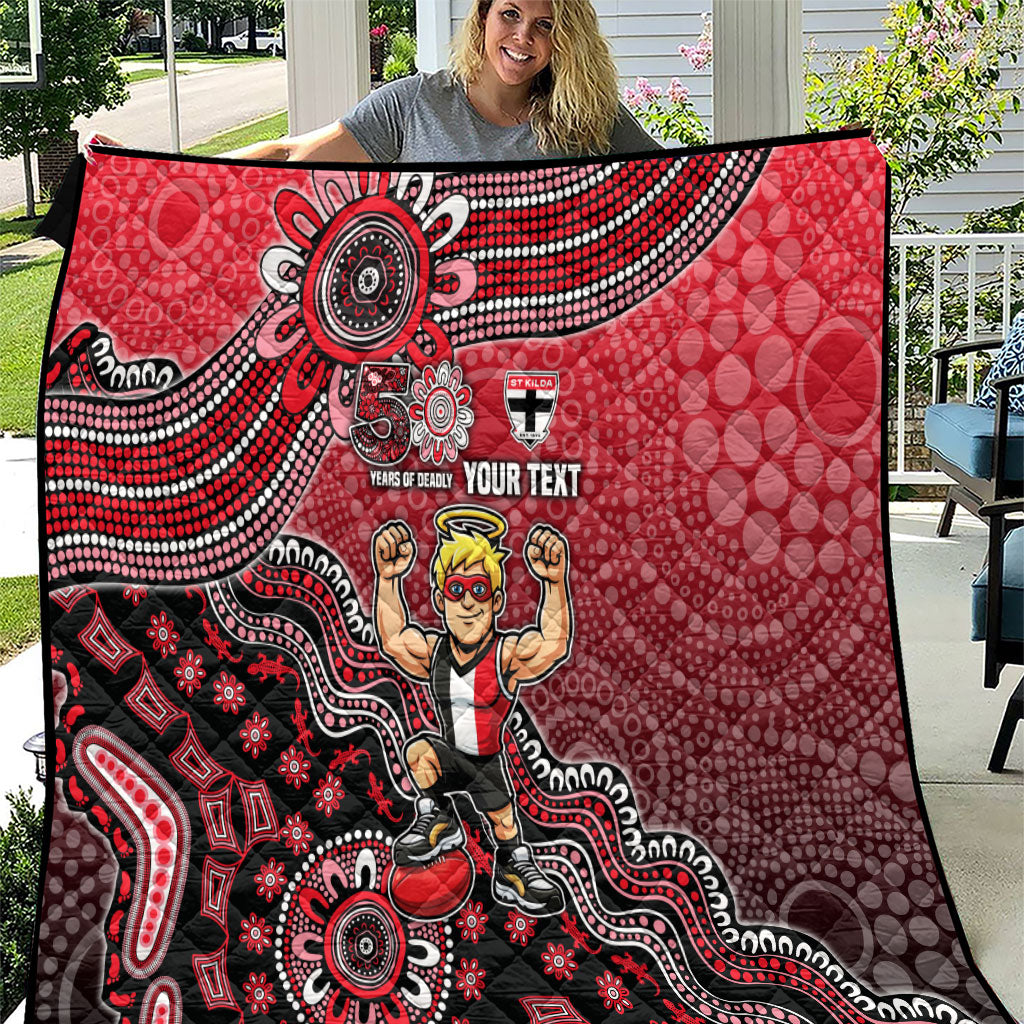 Personalized St Kilda Saints Football Mascot Quilt Aboriginal Dot Art Style Vibrant Indigenous Pattern Design