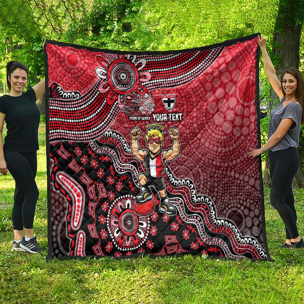 Personalized St Kilda Saints Football Mascot Quilt Aboriginal Dot Art Style Vibrant Indigenous Pattern Design