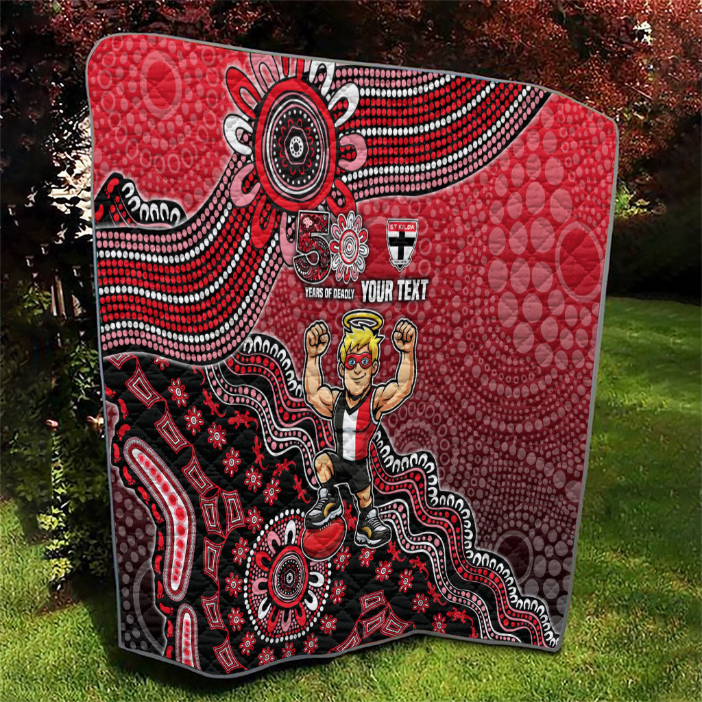 Personalized St Kilda Saints Football Mascot Quilt Aboriginal Dot Art Style Vibrant Indigenous Pattern Design
