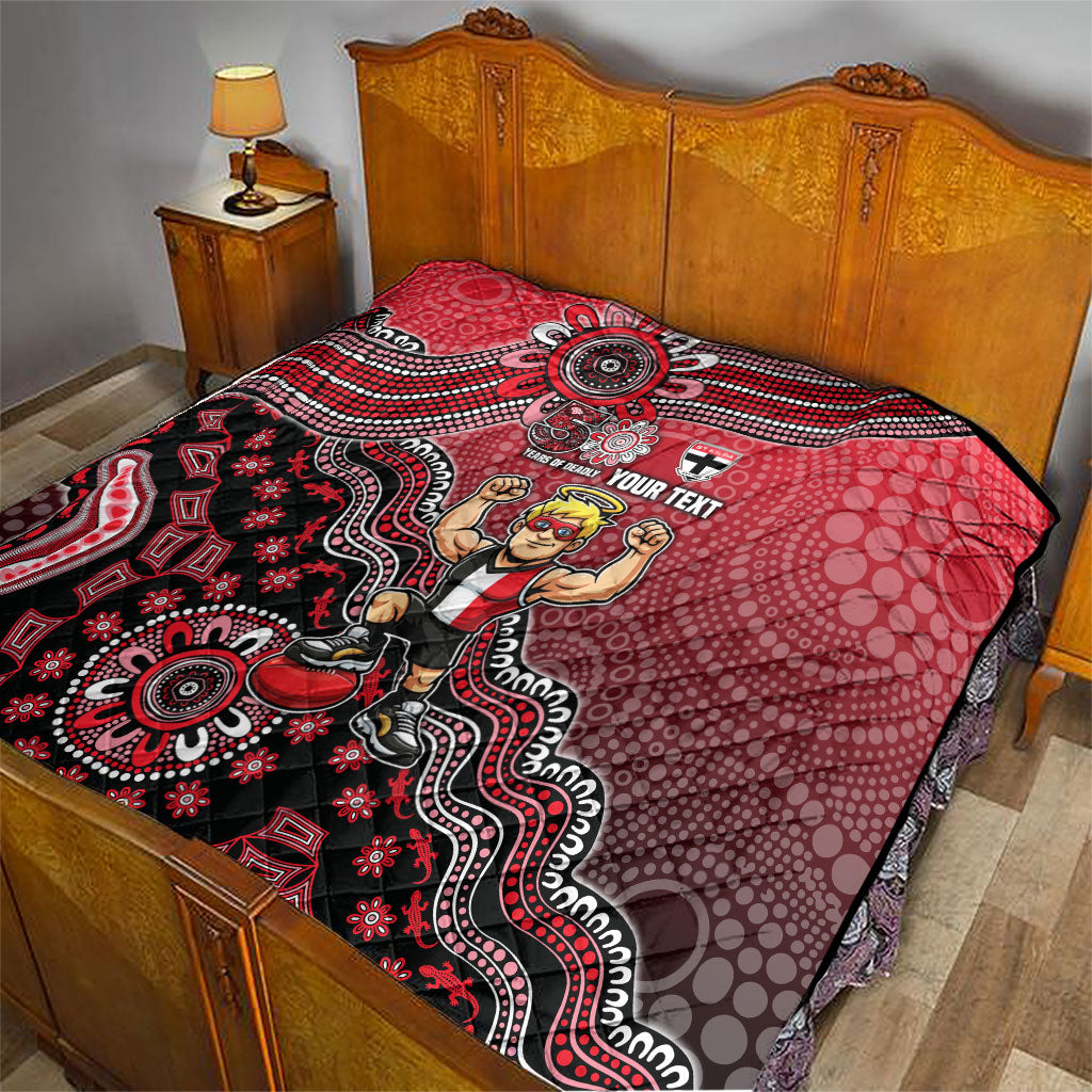 Personalized St Kilda Saints Football Mascot Quilt Aboriginal Dot Art Style Vibrant Indigenous Pattern Design