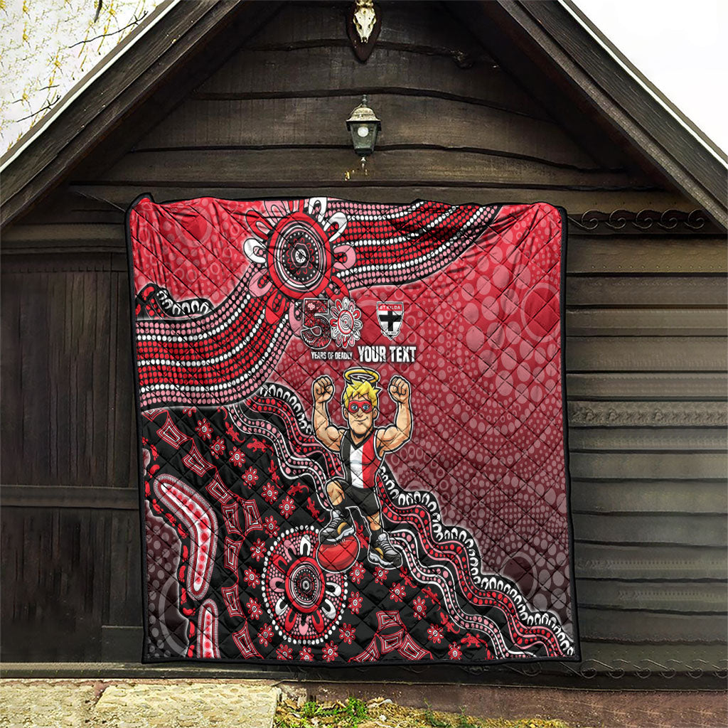 Personalized St Kilda Saints Football Mascot Quilt Aboriginal Dot Art Style Vibrant Indigenous Pattern Design