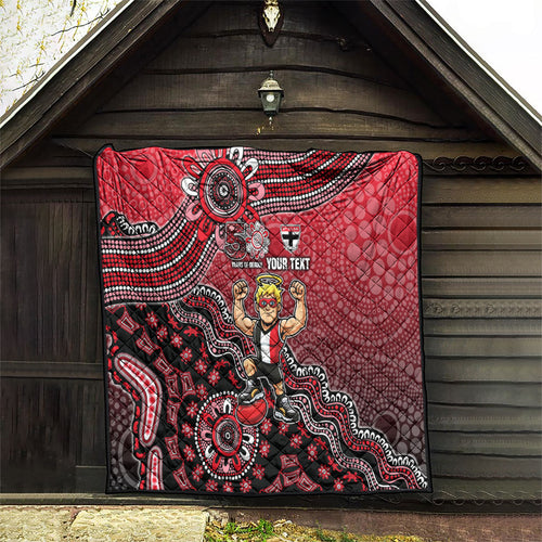 Personalized St Kilda Saints Football Mascot Quilt Aboriginal Dot Art Style Vibrant Indigenous Pattern Design