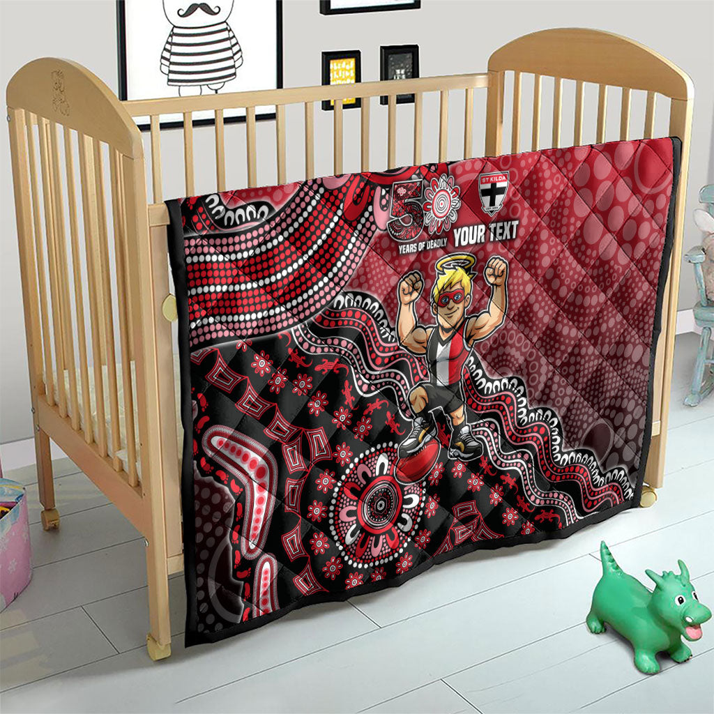 Personalized St Kilda Saints Football Mascot Quilt Aboriginal Dot Art Style Vibrant Indigenous Pattern Design