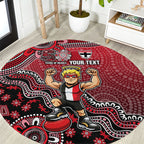 Personalized St Kilda Saints Football Mascot Round Carpet Aboriginal Dot Art Style Vibrant Indigenous Pattern Design
