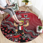 Personalized St Kilda Saints Football Mascot Round Carpet Aboriginal Dot Art Style Vibrant Indigenous Pattern Design
