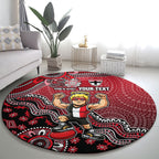 Personalized St Kilda Saints Football Mascot Round Carpet Aboriginal Dot Art Style Vibrant Indigenous Pattern Design