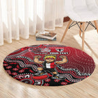 Personalized St Kilda Saints Football Mascot Round Carpet Aboriginal Dot Art Style Vibrant Indigenous Pattern Design
