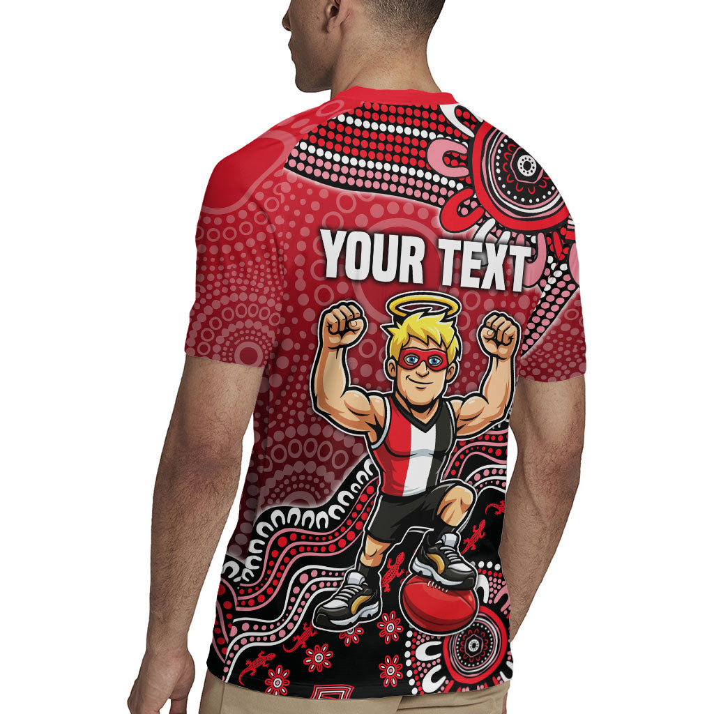 Personalized St Kilda Saints Football Mascot Rugby Jersey Aboriginal Dot Art Style Vibrant Indigenous Pattern Design