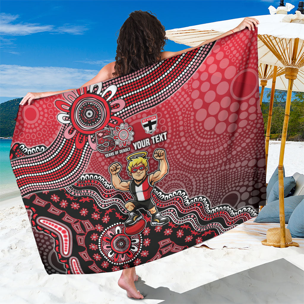 Personalized St Kilda Saints Football Mascot Sarong Aboriginal Dot Art Style Vibrant Indigenous Pattern Design