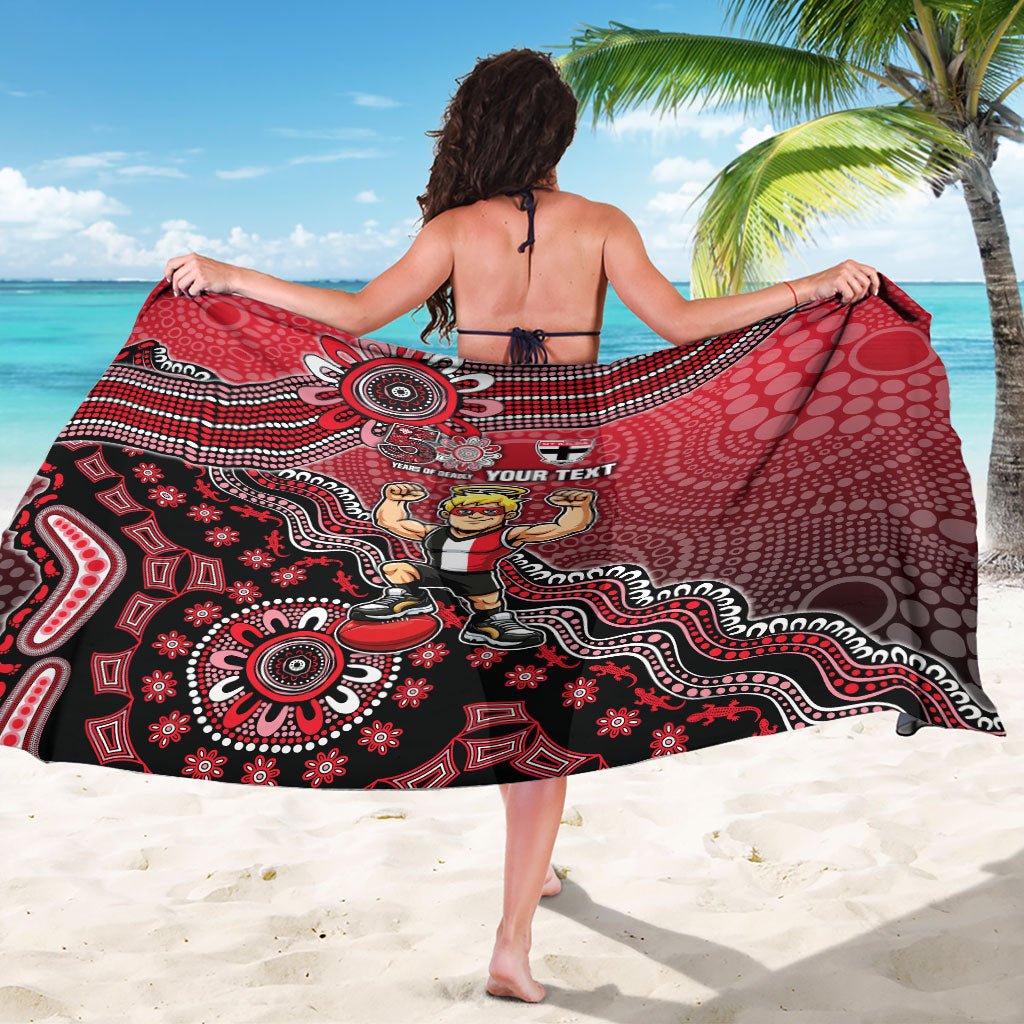 Personalized St Kilda Saints Football Mascot Sarong Aboriginal Dot Art Style Vibrant Indigenous Pattern Design
