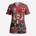 Personalized St Kilda Saints Football Mascot Scrub Top Aboriginal Dot Art Style Vibrant Indigenous Pattern Design