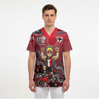 Personalized St Kilda Saints Football Mascot Scrub Top Aboriginal Dot Art Style Vibrant Indigenous Pattern Design