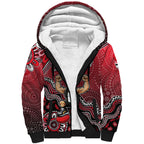 Personalized St Kilda Saints Football Mascot Sherpa Hoodie Aboriginal Dot Art Style Vibrant Indigenous Pattern Design