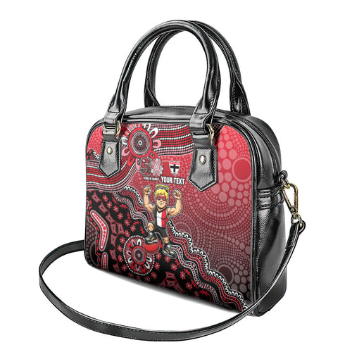 Personalized St Kilda Saints Football Mascot Shoulder Handbag Aboriginal Dot Art Style Vibrant Indigenous Pattern Design
