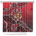 Personalized St Kilda Saints Football Mascot Shower Curtain Aboriginal Dot Art Style Vibrant Indigenous Pattern Design