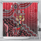 Personalized St Kilda Saints Football Mascot Shower Curtain Aboriginal Dot Art Style Vibrant Indigenous Pattern Design
