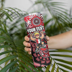 Personalized St Kilda Saints Football Mascot Skinny Tumbler Aboriginal Dot Art Style Vibrant Indigenous Pattern Design