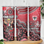 Personalized St Kilda Saints Football Mascot Skinny Tumbler Aboriginal Dot Art Style Vibrant Indigenous Pattern Design